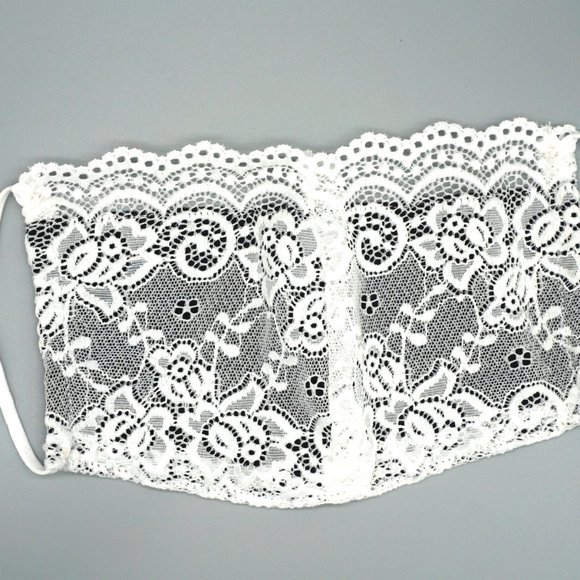 White Black Lace Face Mask Dust mask Fashion mask - Picture 2 of 5